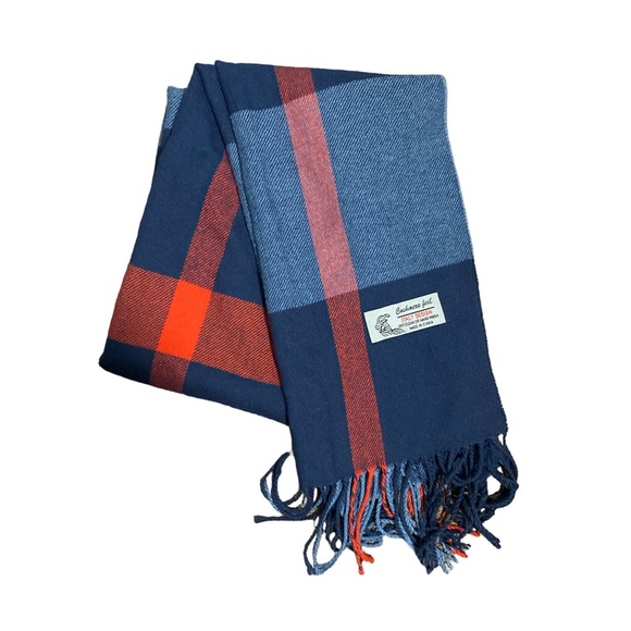 Cashmere Feel Italy Design Red/Blue Scarf - Picture 1 of 4